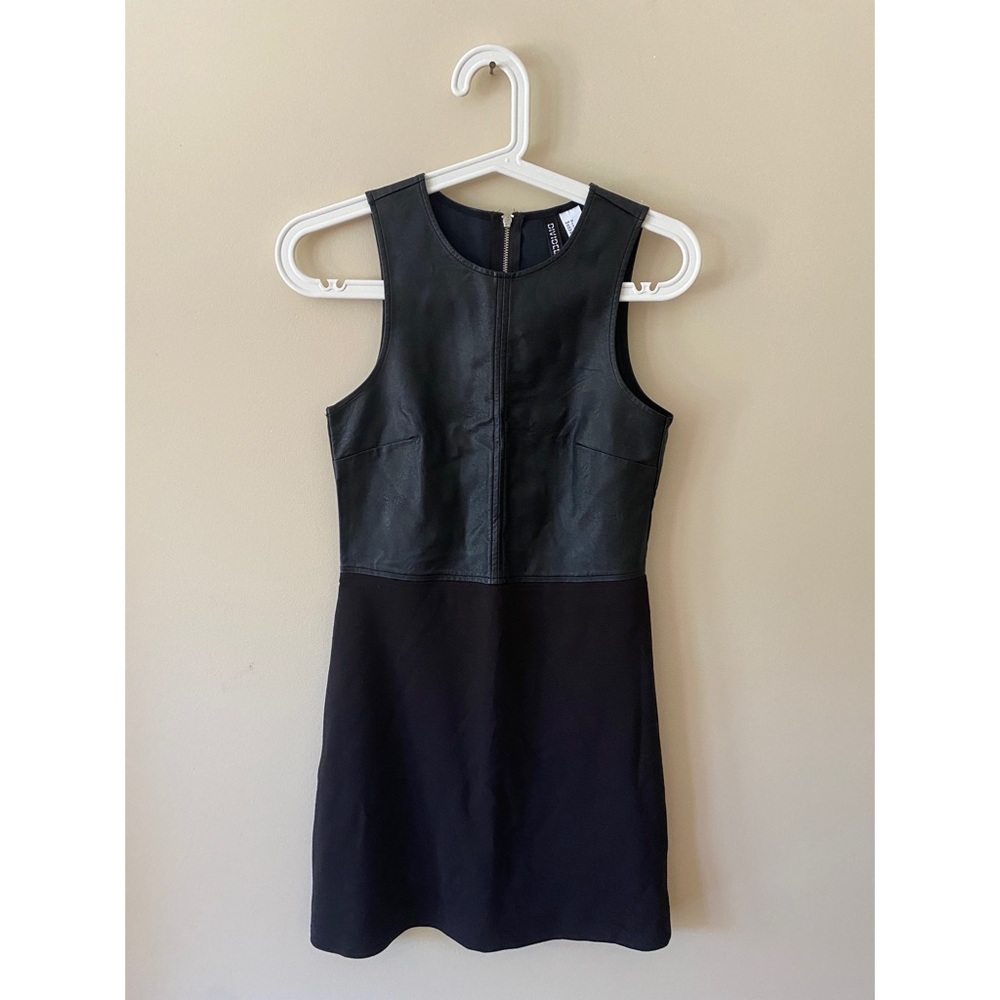 Faux Leather Divided Little Black Dress Edgy